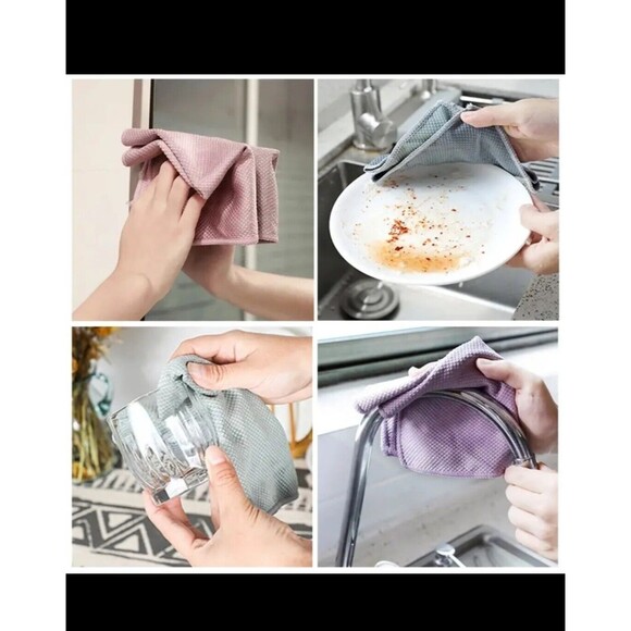 5 Pcs Streak Free , MICROFIBER,Nanoscale Cleaning Cloth,wash Cloth,12x16 Inches - Picture 4 of 8